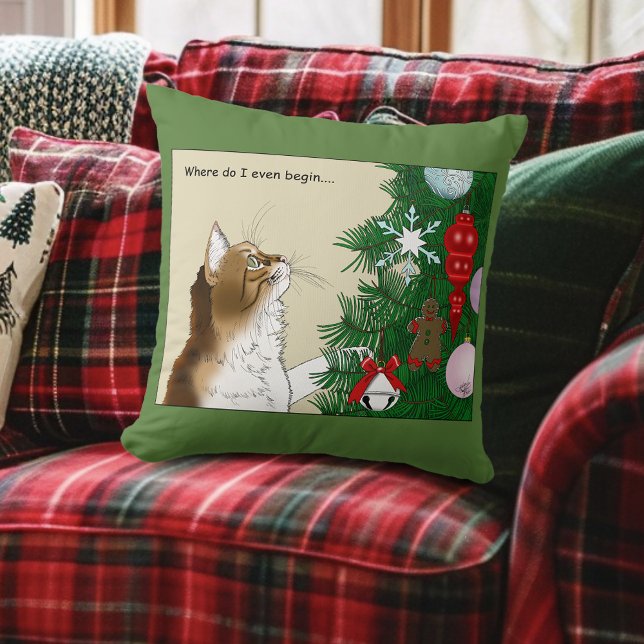 Christmas Tree Calico Cat Ornaments Funny Cushion (Creator Uploaded)