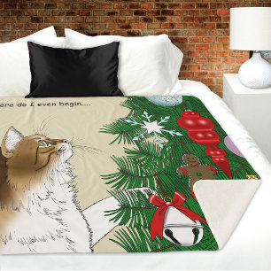 Christmas Tree Calico Cat ornaments Funny Sherpa Blanket