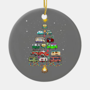 Christmas Tree Camper Vehicles Camping RVing Trail Ceramic Tree Decoration