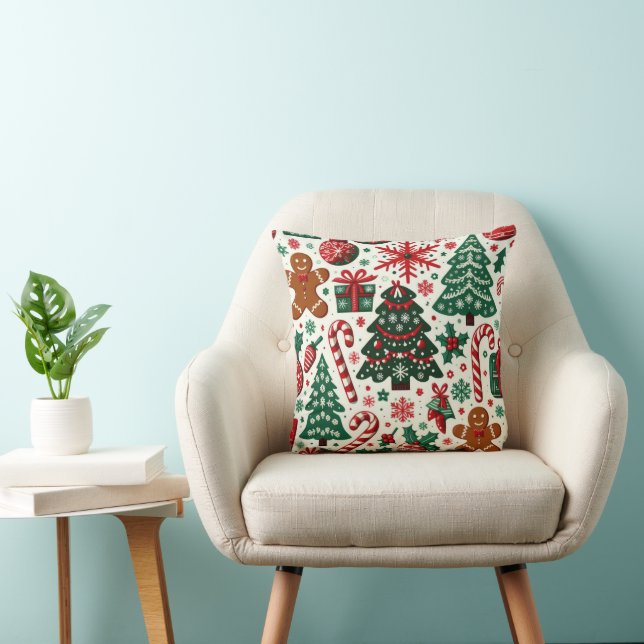 Christmas tree, candy cane, gingerbread man cushion (Chair)