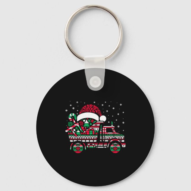 Christmas Tree Candy Dump Truck Christmas Boys Men Key Ring (Front)