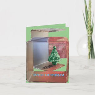 Christmas tree card modern red green blue holiday