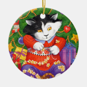 Christmas Tree Cat Ceramic Tree Decoration