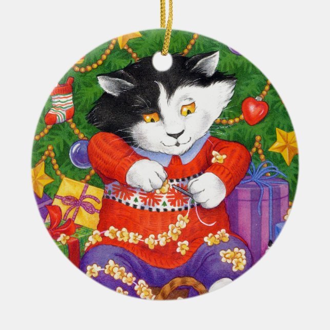 Christmas Tree Cat Ceramic Tree Decoration (Front)