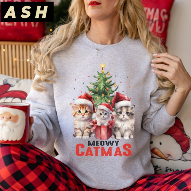 Christmas Tree Cat gift, Meowy Catmas Christmas Sweatshirt (Creator Uploaded)