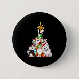 christmas tree cats 6 cm round badge