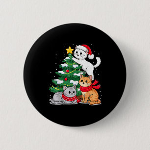 Christmas Tree Cats Xmas 6 Cm Round Badge