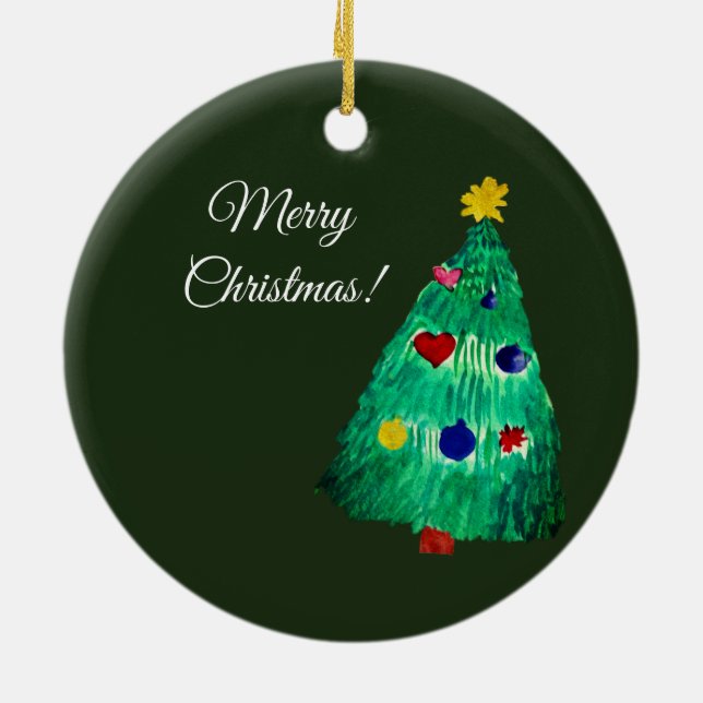  Christmas Tree Ceramic Ornament (Back)