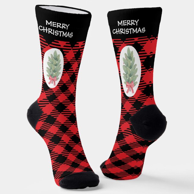 Christmas tree Checked Pattern Socks (Creator Uploaded)