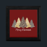 Christmas Tree Cheetah Print Buffalo Plaid Glitter Gift Box<br><div class="desc">A fun trendy Christmas tree cheetah leopard print,  buffalo plaid print gold glitter Christmas gift box.  Personalise it. A great box to put that special present in.</div>
