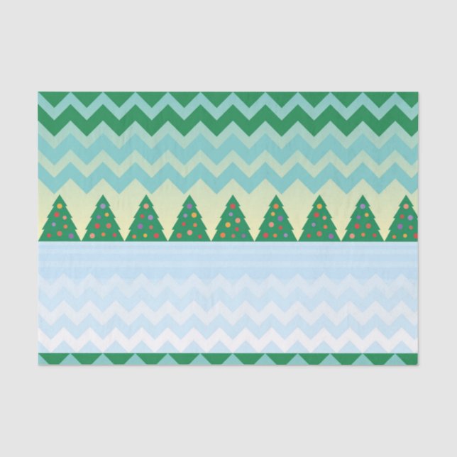 Christmas Tree Chevron Scene Tissue Paper (Front)