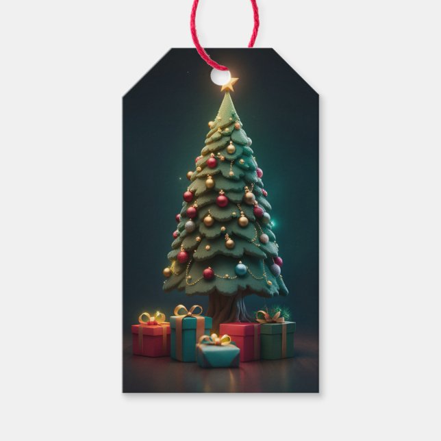 Christmas Tree Christmas Holiday Gift Tag (Front)