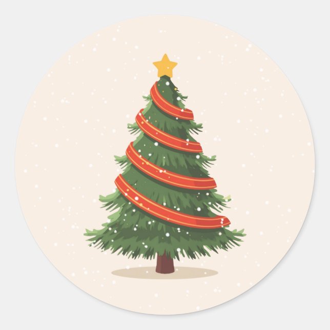 Christmas Tree, Christmas, Minimalist Classic Round Sticker (Front)