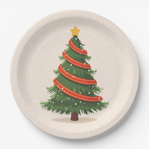 Christmas Tree, Christmas, Minimalist Paper Plate