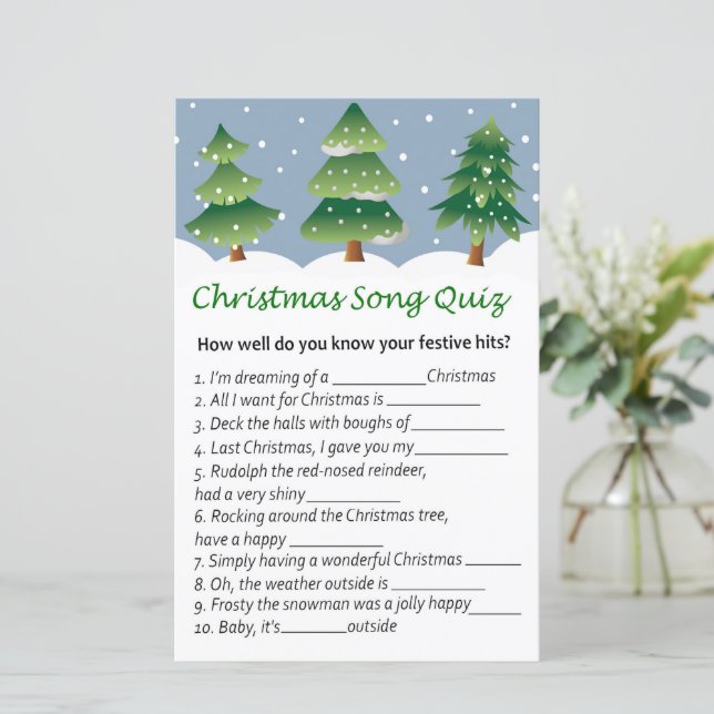 Christmas tree christmas song quiz game (Standing Front)