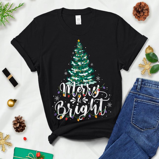  Christmas Tree, Christmas Tee, Merry and Bright T-Shirt (Creator Uploaded)