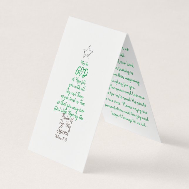 Christmas Tree Church Welcome Tentfold Place Cards (Front)