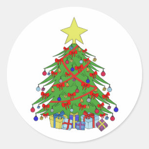 Christmas tree classic round sticker