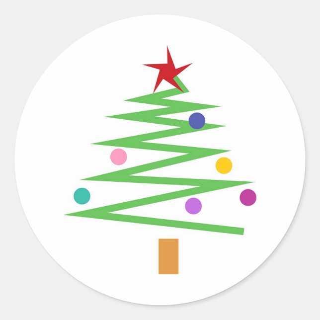 Christmas Tree Classic Round Sticker (Front)