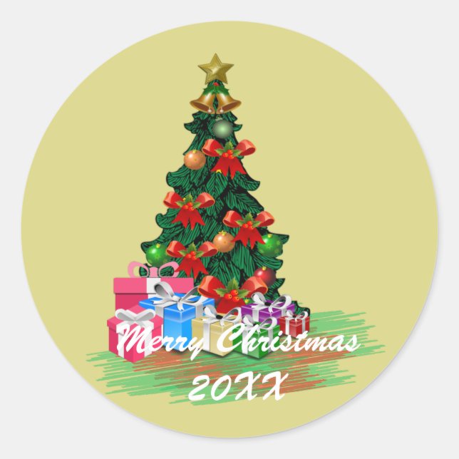 Christmas Tree  Classic Round Sticker (Front)