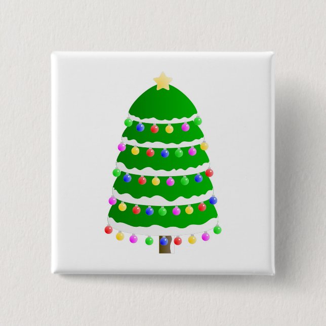 Christmas tree clip art 15 cm square badge (Front)