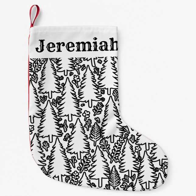 Christmas Tree Colouring Activity Personalised Kid Small Christmas Stocking (Front)