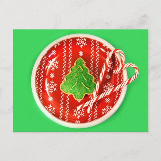 Christmas tree cookie with candy canes holiday postcard (Front)