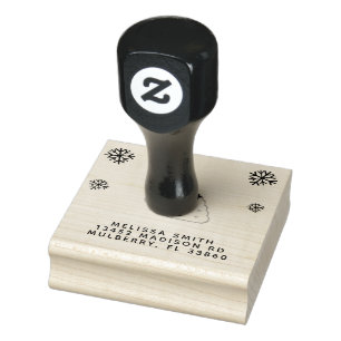 Christmas Tree Cookies Snowflake Return Address Rubber Stamp