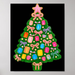 Christmas Tree Coquette Bow Crochet Xmas Pajamas H Poster