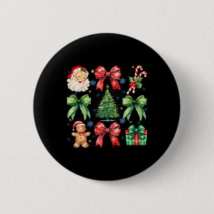 Christmas Tree Coquette Bow Santa Claus Candy  6 Cm Round Badge