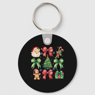 Christmas Tree Coquette Bow Santa Claus Candy  Key Ring