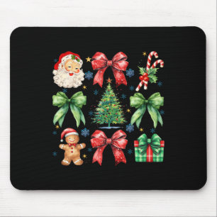 Christmas Tree Coquette Bow Santa Claus Candy  Mouse Pad