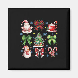 Christmas Tree Coquette Bow Santa Claus Candy Paja Magnet