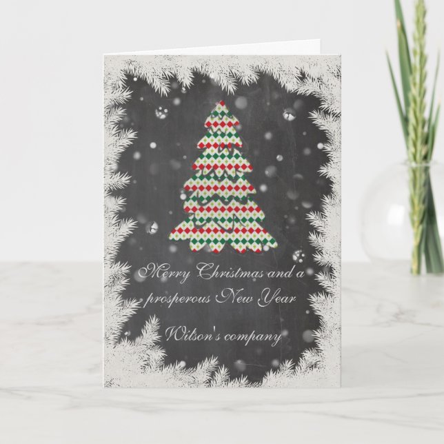 Christmas tree corporate calendar 2018 chalkboard holiday card (Front)