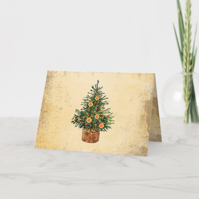 Christmas Tree Country Traditional Greeting Holiday Card (Front)