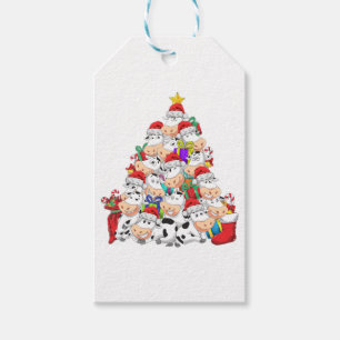 Christmas Tree Cow Lover Gift Tags
