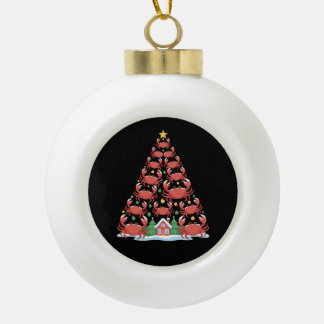 Christmas Tree Crabs Beach House Coastal Holiday Ceramic Ball Christmas Ornament