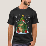 Christmas Tree Crocodile Lighting Santa Hat Xmas F T-Shirt<br><div class="desc">Christmas Tree Crocodile Lighting Santa Hat Xmas Family Men</div>