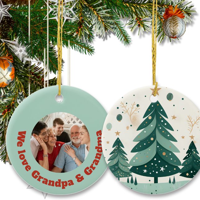 Christmas Tree Custom Family Name & Photo Ceramic Tree Decoration (Creator Uploaded)