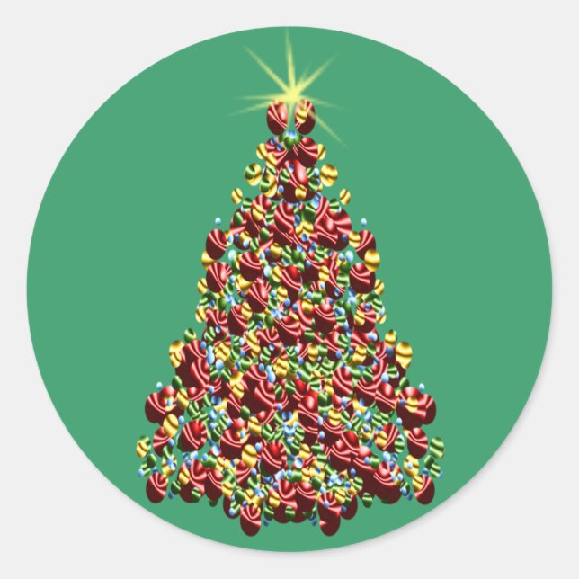 Christmas Tree Custom Holiday Card Stickers (Front)