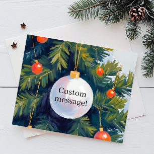 Christmas Tree Custom Message Ornament Watercolor Holiday Postcard