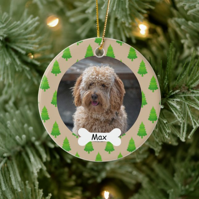 Christmas Tree Custom Pet Puppy Dog Photo Ceramic Tree Decoration (Tree)