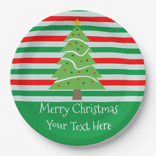 Christmas Tree Custom Plates with Stripes (Front)