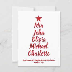 Christmas tree custom script family names card