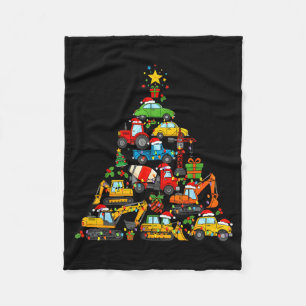 Christmas Tree Cute Construction Truck Xmas Holida Fleece Blanket