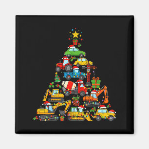 Christmas Tree Cute Construction Truck Xmas Holida Magnet