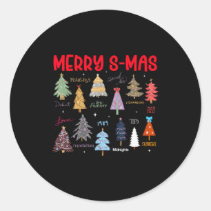 Christmas Tree Cute Merry S-mas Matching Family Co Classic Round Sticker