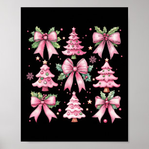 Christmas Tree Cute Retro Coquette Bow Pink Women  Poster