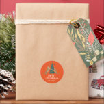 Christmas Tree Cute Tigers Merry Christmas Retro Classic Round Sticker<br><div class="desc">This is beautifully designed with a charming Christmas tree,  cute tigers,  and retro Merry Christmas typography. 
Fun retro Christmas sticker.</div>
