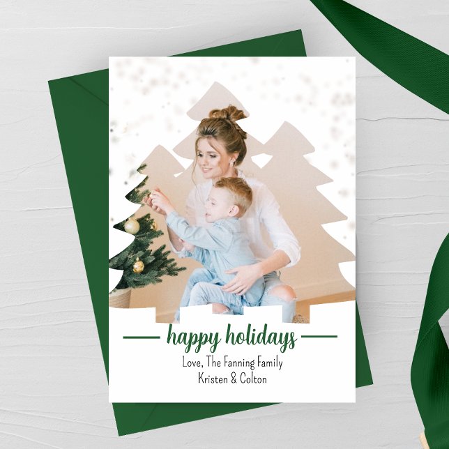 Christmas Tree Cutout Photo Holiday Card (Creator Uploaded)